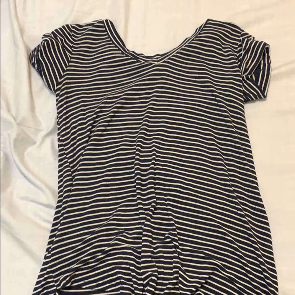 Navy and white striped t shirt